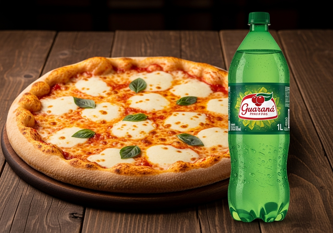 Combo Pizza + Refri 1L - Pizza média tradicional com refrigerante Guaraná 1L