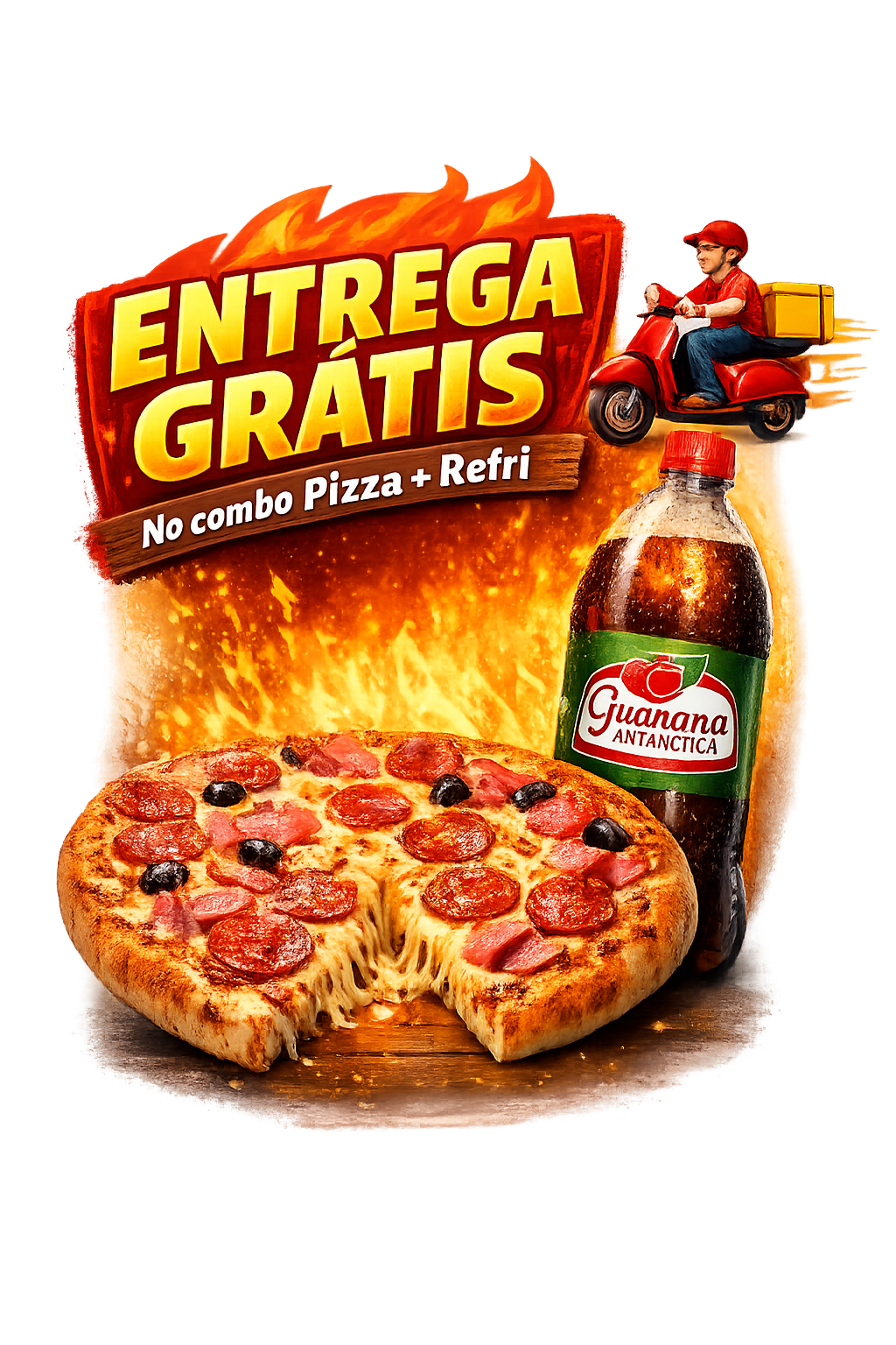 Entrega grátis no combo Pizza + Refri